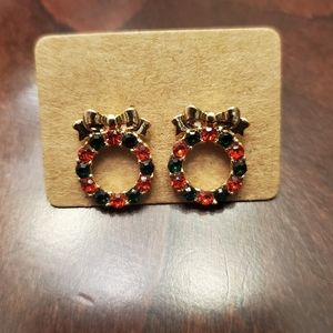Christmas wreath Earrings red and green